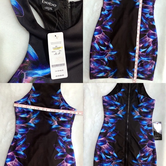 NWT Bebe Feather Glow Printed Dress - Picture 8 of 8